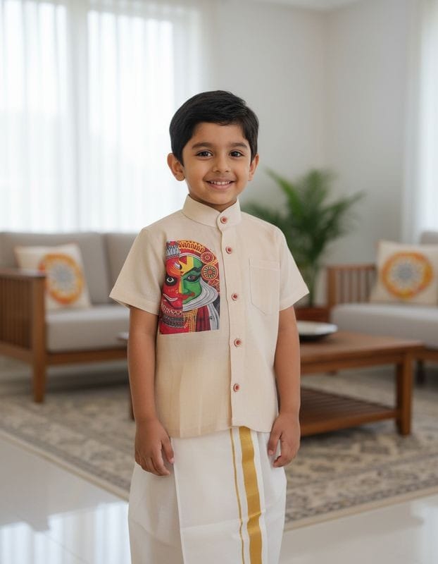 Boys Traditional Shirt Theyyam Print